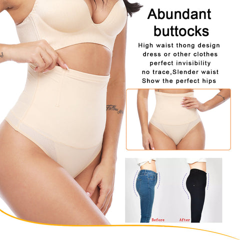 Tummy Control Butt Lifter Waist Trainer Shapewear for Women Breathable Panties Body Shaper Slimming Thong Pant Underpant by NINGMI