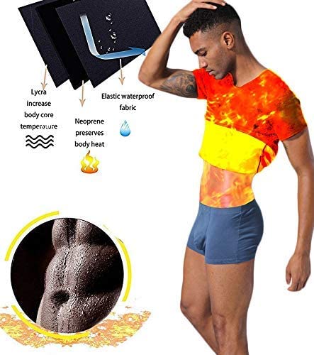 NINGMI Sauna Suit for Men Hot Sweat Suit Neoprene Body Shaper Sauna Shirt Workout Cami Top for Tummy Fat Loss