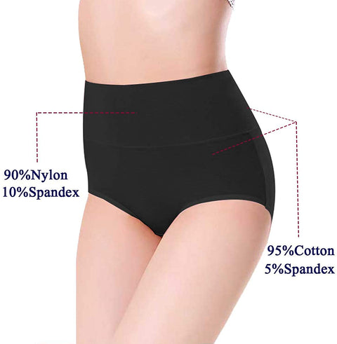 LANFEI Ladies 5-Pack Underwear Stretchy Comfortable High Waist Soft Cotton Full Briefs Basic Style Panties