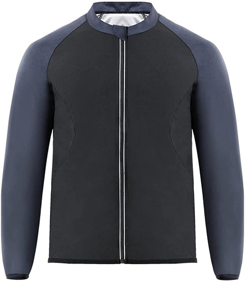 NINGMI Sauna Suit for Men Sweat Jacket Workout Shirt Long Sleeve Gym Slimming Zipper Trainer Body Shaper