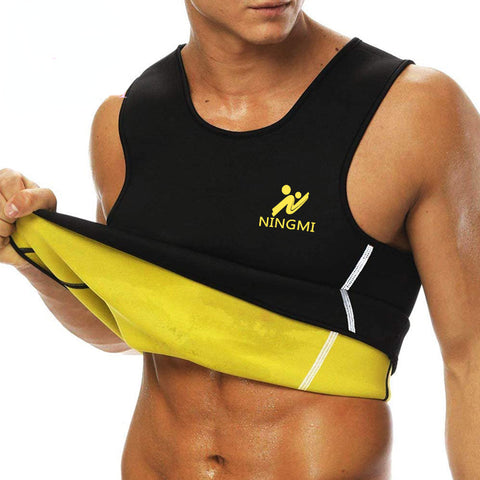 Men Hot Sweat Body Shaper Tummy Control Tank Top Waist Trainer Slimming Vest Weight Loss Shapewear Neoprene Shirt No Zip by NINGMI