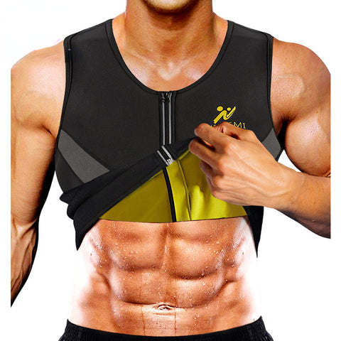 Mens Sauna Compression Body Shaper Vest with Zipper Slimming Workout Shirt Neoprene Sweat Weight Loss Running Sport Tops by NINGMI