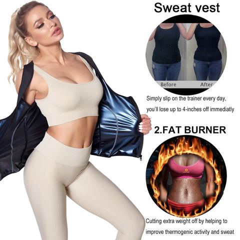 Women Sauna Vest Thermo Sweat Shapewear Tank Top body Shaper Slimming Waist Trainer Corset Gym Hot Workout Zipper Shirt by NINGMI