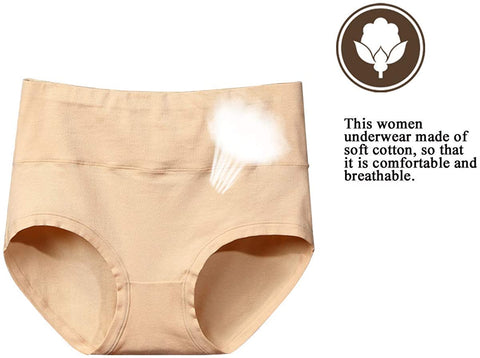 LANFEI Ladies 5-Pack Underwear Stretchy Comfortable High Waist Soft Cotton Full Briefs Basic Style Panties