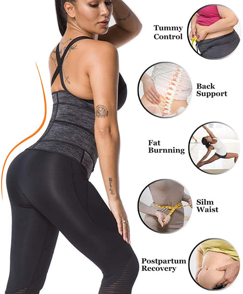 NINGMI Sauna Waist Trainer for Women - Workout Sweat Waist Trimmer Womens Corset Waste Belly Belt Tummy Stomach Wrap Gym