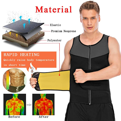 NINGMI Sauna Vest with Waist Trainer for Men 2 in 1 Sweat Workout Jacket Body Shaper Belt Fitness Neoprene Top Sauna Suit