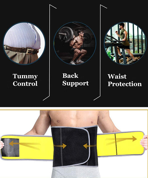 NINGMI Waist Trainer Trimmer for Men - Sweat Sauna Belt Neoprene Slim Belly Band Workout Gym Sport Girdle Shaper Wrap