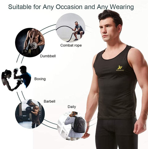 NINGMI Sweat Sauna Vest for Men Waist Trainer Workout Workout Tank Top Slimming Shirt Shaper Jacket Zipper Gym
