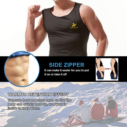 NINGMI Sweat Sauna Vest for Men Waist Trainer Workout Workout Tank Top Slimming Shirt Shaper Jacket Zipper Gym