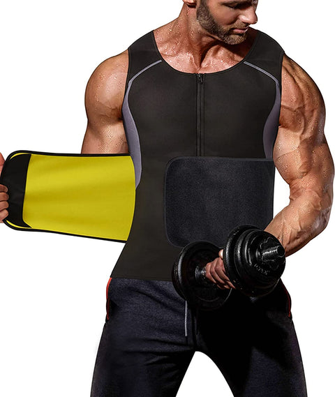 NIGNMI Sauna Vest for Men - Waist Trainer Sweat Vests 2 in 1 Sauna Suit Workout Belt Neoprene Body Shaper