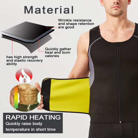 NIGNMI Sauna Vest for Men - Waist Trainer Sweat Vests 2 in 1 Sauna Suit Workout Belt Neoprene Body Shaper