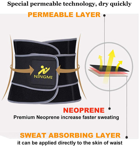 NINGMI Waist Trainer Trimmer for Men - Sweat Sauna Belt Neoprene Slim Belly Band Workout Gym Sport Girdle Shaper Wrap