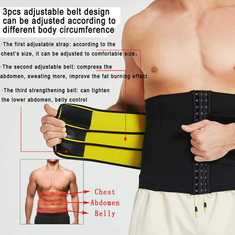 NINGMI Waist Trainer for Men Sweat Belt - Sauna Trimmer Stomach Wrap Band Waste Belly Slimmer Fitness Shaper Girdle Strap