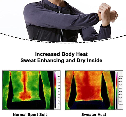 NINGMI Sauna Suit for Men Sweat Jacket Workout Shirt Long Sleeve Gym Slimming Zipper Trainer Body Shaper