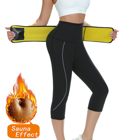 Hot Sauna Weight Loss Sweat Pants Neoprene Slimming Gym Workout High Waist Trainer Leggings Fat Burning Workout Fitness by NINGMI