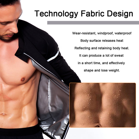 Men Waist Trainer Tops Hot Sweat Sauna Slimming Corset Body Shaper Weight Loss Zipper Top Fitness Shirt Jacket Shapewear by NINGMI