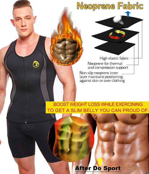 Mens Gym Body Vest Slimming Shirt Underwear Waist Trainer Sauna Sweat Suits Belt Sweat Cinchers Shapewear for Weight Loss by NINGMI