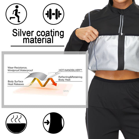 Sauna Sweat Suit for Women Weight Loss Body Shaper Waist Trainer Shirts with Zipper Workout Corset Slimming Sport Shapers by NINGMI