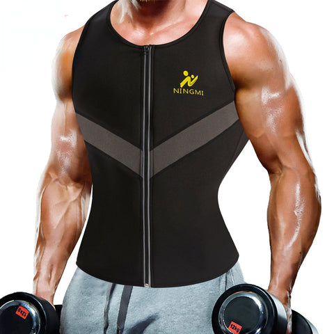 Men Sauna Compression Shirt Weight Loss Body Shaper Vest Slimming Fat BurnWorkout Shirt Neoprene Sweat Fitness Sport Tops by NINGMI