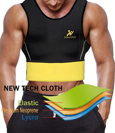 NINGMI Sweat Vest for Men Neoprene Waist Trainer Tank Weighted Vest Waist Trimmer Sauna Suit Running Vest