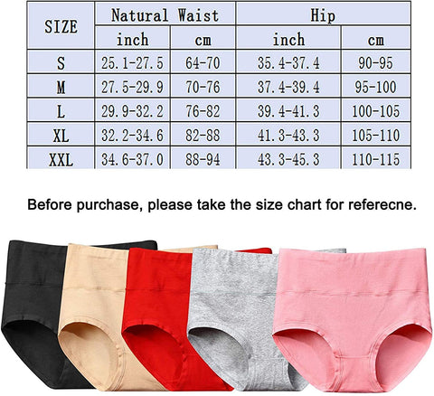NINGMI Ladies 5-Pack  Briefs Underwear Stretchy Comfortable High Waist Soft Cotton Full Briefs Basic Style Panties