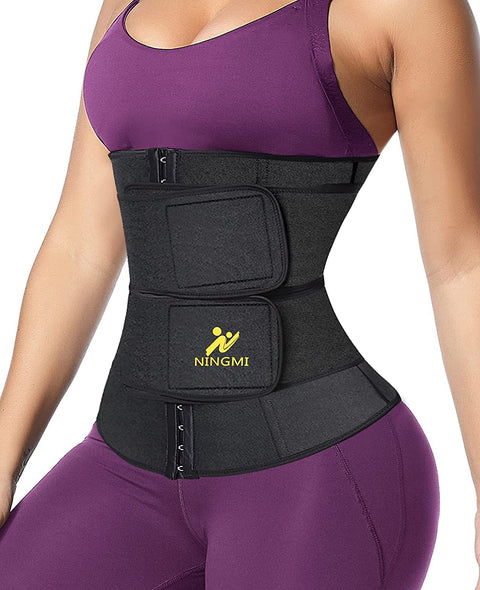 NINGMI Sauna Waist Trainer for Women - Workout Sweat Waist Trimmer Womens Corset Waste Belly Belt Tummy Stomach Wrap Gym