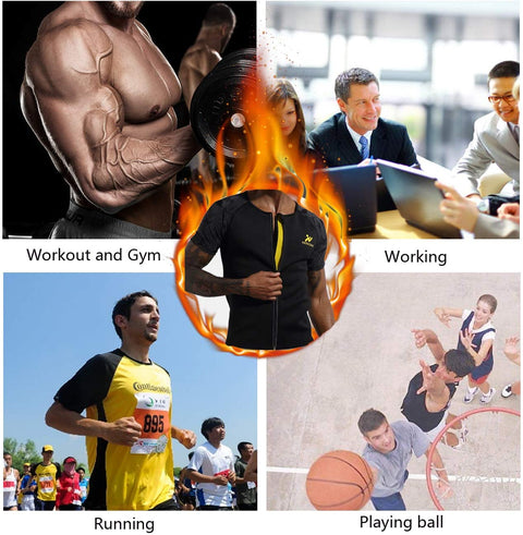 NINGMI Men Neoprene Sweat Shirt Waist Trainer Sauna Suit Weighted Waist Trimmer Vest Workout Sauna Shirt Shapewear
