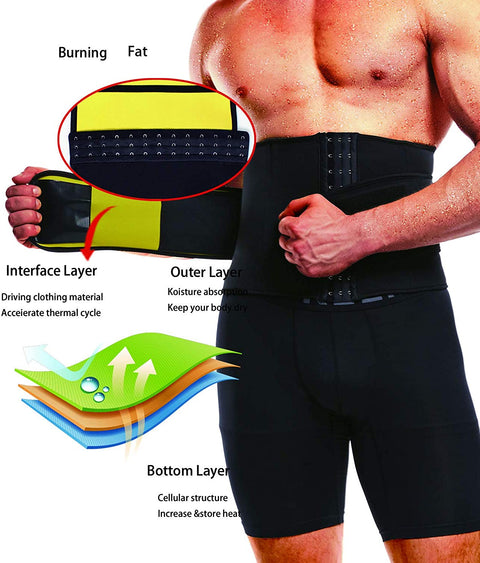 NINGMI Waist Trainer for Men Sweat Belt - Sauna Trimmer Stomach Wraps Workout Band Male Waste Trainers Corset Belly Strap