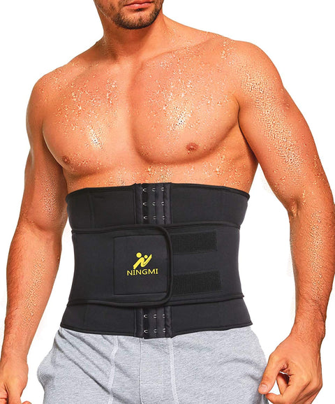 NINGMI Waist Trainer for Men Sweat Belt - Sauna Trimmer Stomach Wraps Workout Band Male Waste Trainers Corset Belly Strap