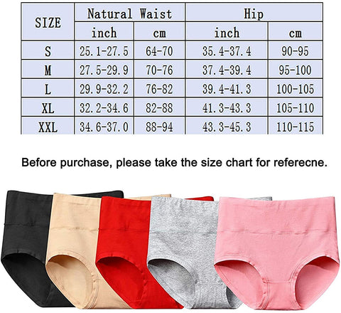 LANFEI Ladies 5-Pack Underwear Stretchy Comfortable High Waist Soft Cotton Full Briefs Basic Style Panties