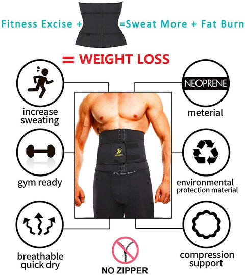 NINGMI Waist Trainer for Men Sweat Belt - Sauna Trimmer Stomach Wraps Workout Band Male Waste Trainers Corset Belly Strap