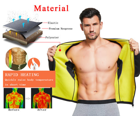 Men Sauna Sweat Vest Zipper Workout Tank Top Compression Shirt Weight Loss Slimming Body Shaper Waist Trainer Corset Suit by NINGMI