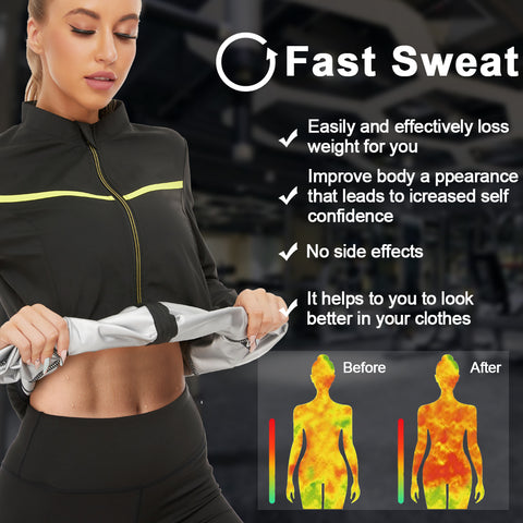 Waist Trainer Sauna Shirt Women Hot Sweat Compression Corset Body Shaper Slimming Suit Zipper Weight Loss Workout Tops by NINGMI