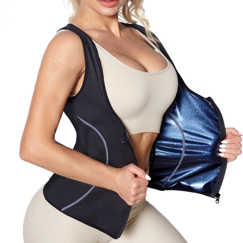 Waist Trainer Sauna Suit Women Slimming Hot Sweat Vest Gym Workout Corset Sports Tank Top Fat Burner Body Shaper Shirt by NINGMI