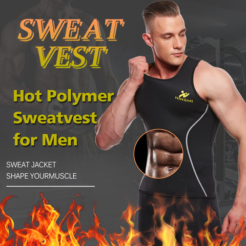 Mens Sauna Sweat Suits Gym Body Shaper Slimming Underwear Waist Trainer Corsets Fitness Vest Underwear Fat Burner Workout by NINGMI