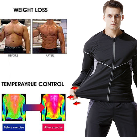 Men Sauna Tops Zipper Body Shaper Waist Trainer Vest Gym Weight Loss Fat Burner Workout Slimming Shirt Sweat Thermal Suit by NINGMI