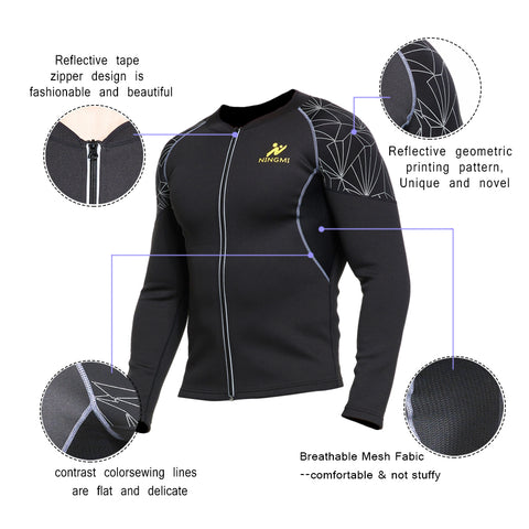 Sauna Shirt for Men Hot Sweat Suit Shapewear Body Shaper Sauna Top Workout for Tummy Fat Burn Corset Training Tops Zipper by NINGMI