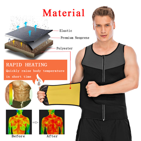 Sports Vet  Mens Slimming Belt Fitness Waist Trainer Tights Weight Loss Neoprene Sauna Body Shaper Tank Top by NINGMI