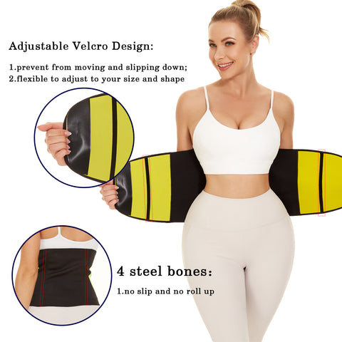 Women Sauna Band Waist Trainer for Weight Loss Neoprene Sweat Girdle Waist Cincher Slimming Corset Belly Belt Body Shaper by NINGMI