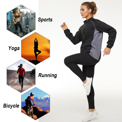 Women Body Shaper Sauna Shirt for Weight Loss Waist Trainer Sweat Shirt Fitness Fat Burning Sauna Jecket by NINGMI