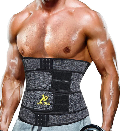 NINGMI Waist Trainer for Men Sweat Belt - Sauna Trimmer Stomach Wraps Workout Band Male Waste Trainers Corset Belly Strap