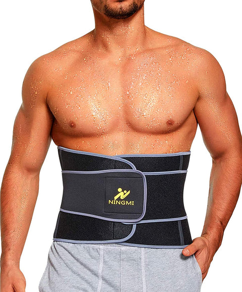 NINGMI Waist Trainer Trimmer for Men - Sweat Sauna Belt Neoprene Slim Belly Band Workout Gym Sport Girdle Shaper Wrap