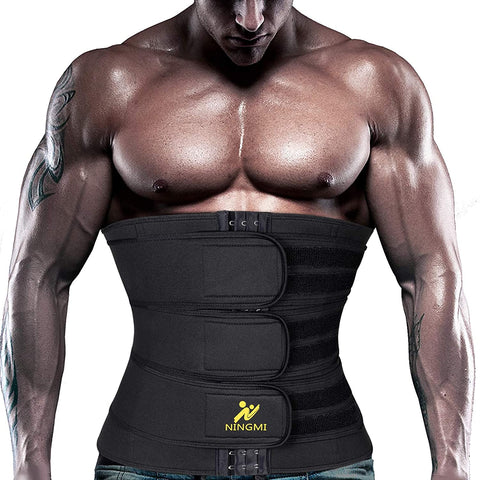 NINGMI Waist Trainer for Men Sweat Belt - Sauna Trimmer Stomach Wrap Band Waste Belly Slimmer Fitness Shaper Girdle Strap