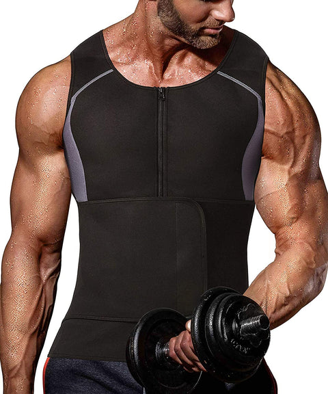 NIGNMI Sauna Vest for Men - Waist Trainer Sweat Vests 2 in 1 Sauna Suit Workout Belt Neoprene Body Shaper