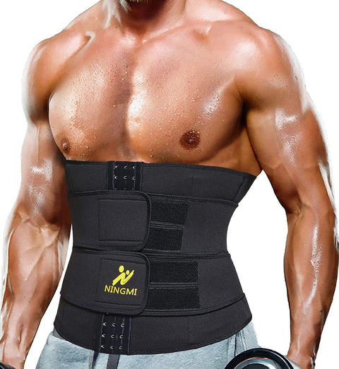 NINGMI Waist Trainer for Men Sweat Belt - Sauna Trimmer Stomach Wraps Workout Band Male Waste Trainers Corset Belly Strap