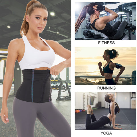 Women Sweat Corset Belt Sweat-Shaping Zipper Pocket Slimming Polyester Workout Gym Waist Trainer Weight Loss Body Shaper by NINGMI