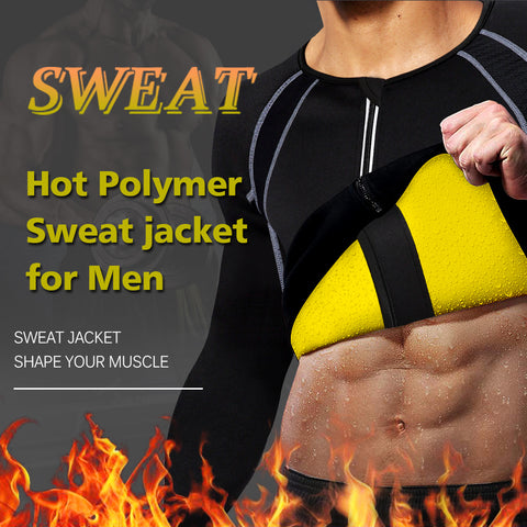 Gym Sauna Shirt Neoprene Sauna Vest Body Shaper Slimming Waist Trainer for Men Sport Top Shapewear Zipper Jacket by NINGMI
