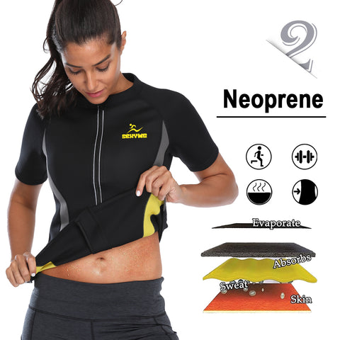 Women Body Shaper Slimming Shirts for Weight Loss Waist Trainer Sports Tops Hot Sweat Sauna Corset Zipper Workout Shapers by NINGMI