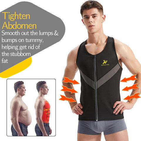Men Sauna Compression Shirt Weight Loss Body Shaper Vest Slimming Fat BurnWorkout Shirt Neoprene Sweat Fitness Sport Tops by NINGMI