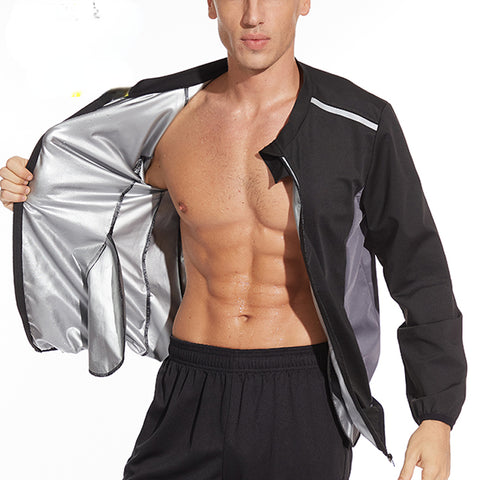 Zipper Sauna Shirt for Men Hot Sweat Suit Shapewear Body Shaper Sauna Top Workout Tummy Fat Burn Corset Training Tops by NINGMI